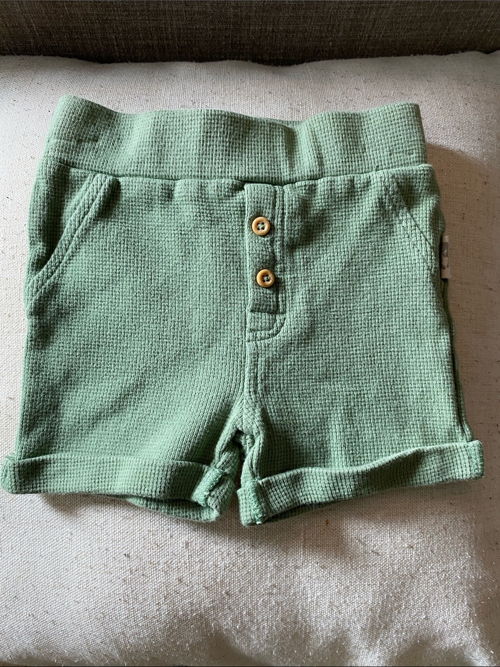 Rabbit + bear Organic Cotton Baby Shorts in Sage Green